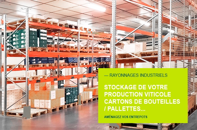 Rack de stockage dans un domaine viticole
