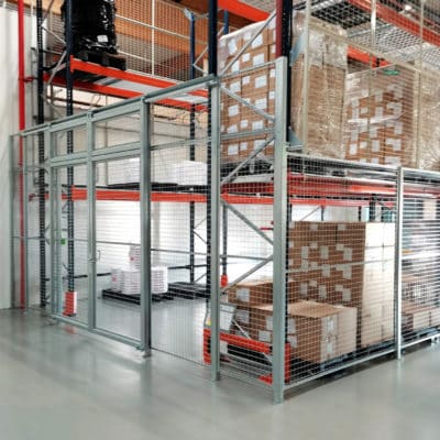 Cloisons grillagées sécurité de produits sensibles